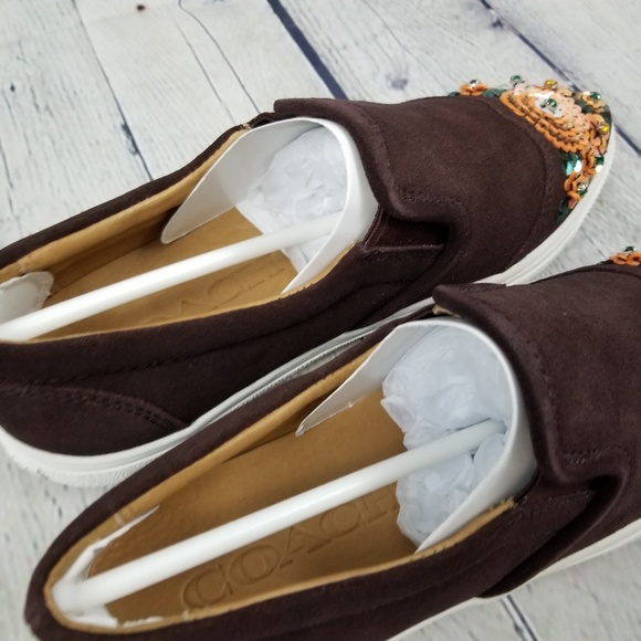 COACH | C103 beaded sequin cap toe split suede slip-on sneaker - Picture 6 of 8